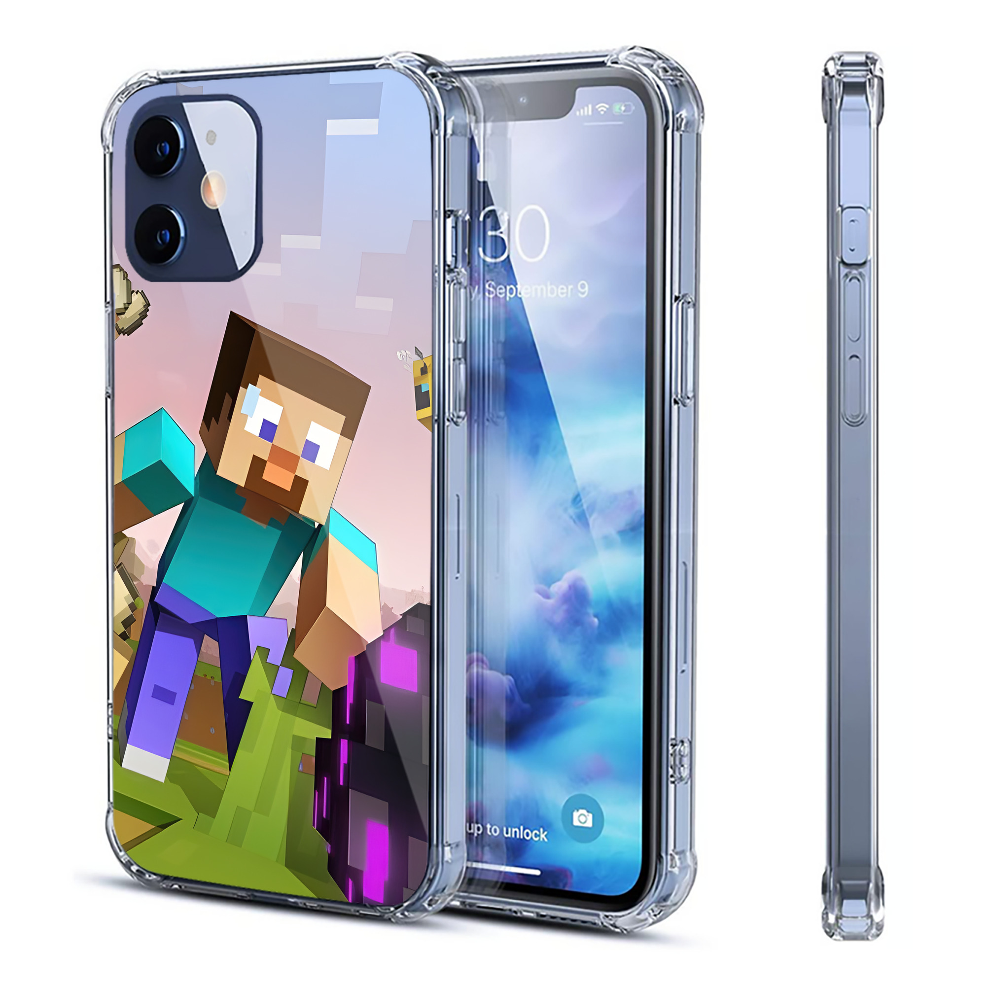 （画像用） マインクラフト ブロックの世界 Minecraft MC Block world 【iPhone 12シリーズ対応】透明スマホケース（クリアソフトケース）